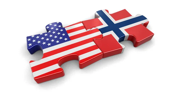 Etats-Unis et la Norvège puzzle de drapeaux. Image avec chemin de coupure — Photo