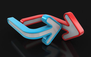 3D görüntü farklı yönlere ok. Görüntü kırpma yolu ile