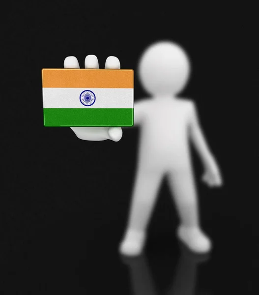 Homem e bandeira indiana. Imagem com caminho de recorte — Fotografia de Stock