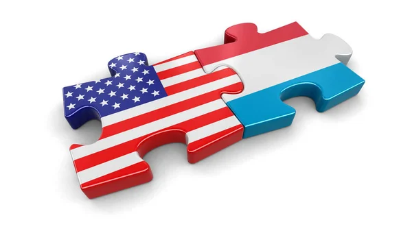 USA und Luxemburg puzzeln aus Flaggen. Bild mit Ausschnittspfad — Stockfoto