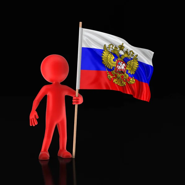 Άνθρωπος και ρωσική σημαία. Εικόνα με διαδρομή αποκοπής — Φωτογραφία Αρχείου