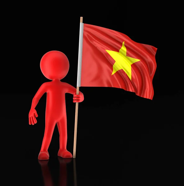 Adam ve Vietnam bayrağı. Görüntü kırpma yolu ile — Stok fotoğraf