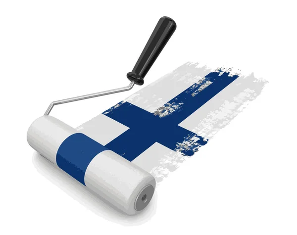 Malířský váleček s finskou vlajku. Obrázek s ořezovou cestou — Stockový vektor
