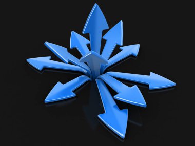 3D görüntü farklı yönlere ok. Görüntü kırpma yolu ile