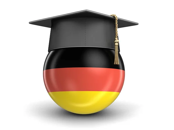 Graduation cap and German flag. Image with clipping path — Stock Photo, Image