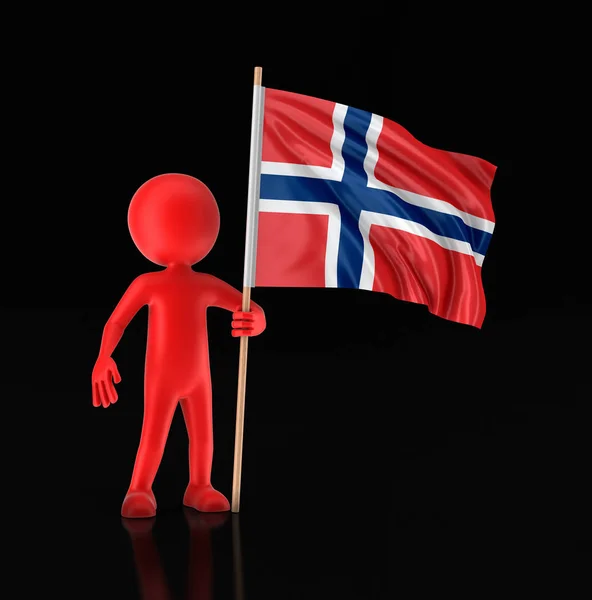 Hombre y bandera noruega. Imagen con ruta de recorte — Foto de Stock