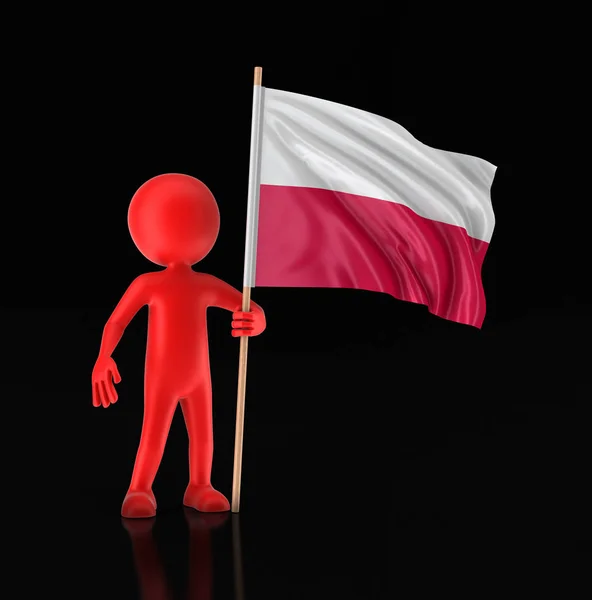 Man and Polish flag. Image with clipping path — Stock Photo, Image