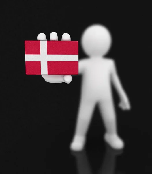 Mann und dänische Flagge. Bild mit Ausschnittspfad — Stockfoto