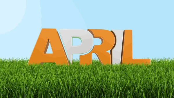 April på gräs. Bild med urklippsbana — Stock vektor