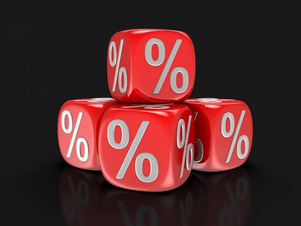 Dices with percent sign. Image with clipping path — Stock Photo, Image