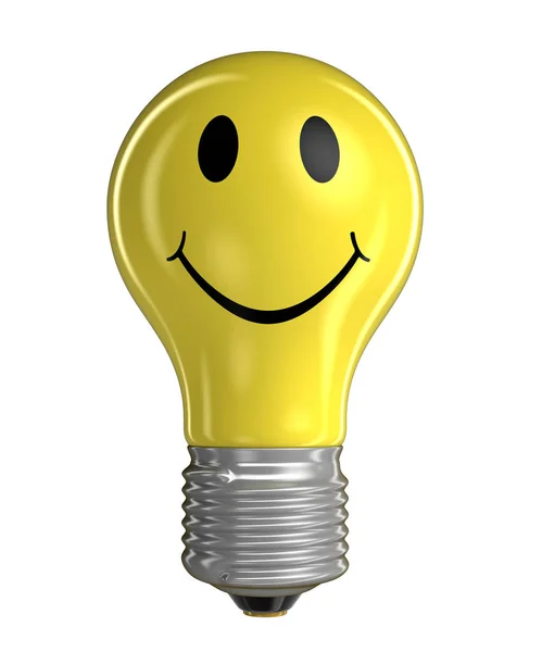 Light Bulb smiley. Bild med urklippsbana — Stockfoto