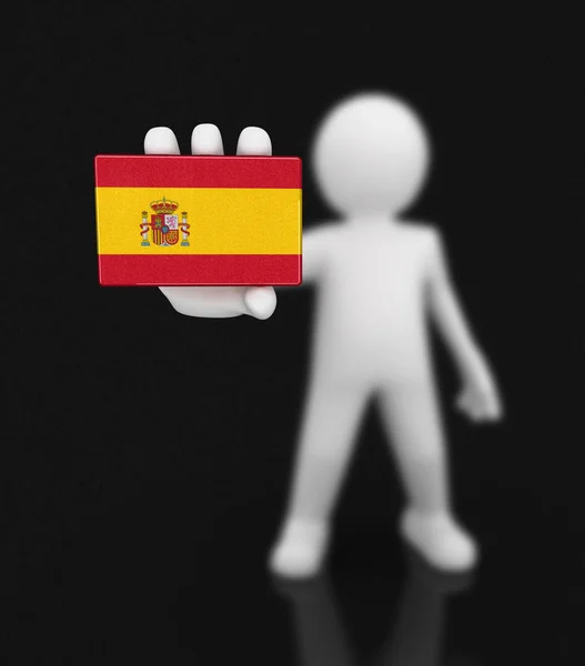 Homem e bandeira espanhola. Imagem com caminho de recorte — Fotografia de Stock