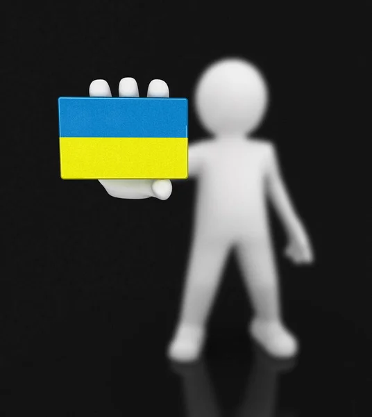 Man and Ukrainian flag. Image with clipping path