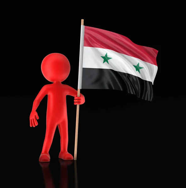 Homme et drapeau syrien. Image avec chemin de coupure — Photo