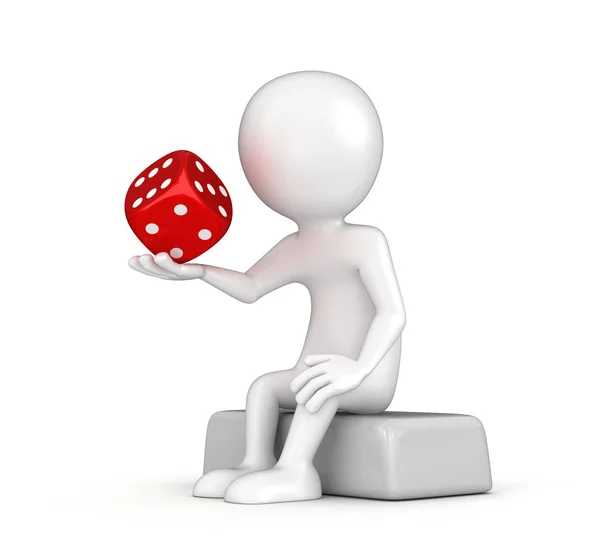 Man and dice. Image with clipping path — Stock Photo, Image