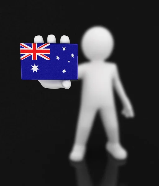 Homem e bandeira australiana. Imagem com caminho de recorte — Fotografia de Stock