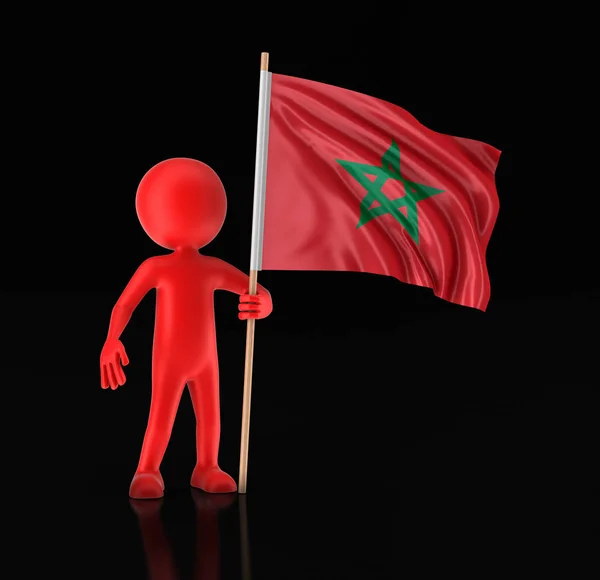 Man and Moroccan flag. Image with clipping path — Stock Photo, Image