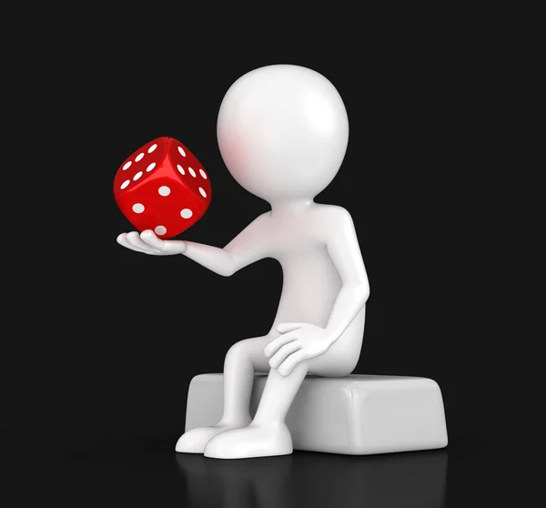 Man and dice. Image with clipping path — Stock Photo, Image