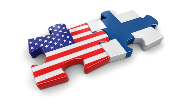 USA und Finnland puzzeln aus Flaggen. Bild mit Ausschnittspfad — Stockfoto