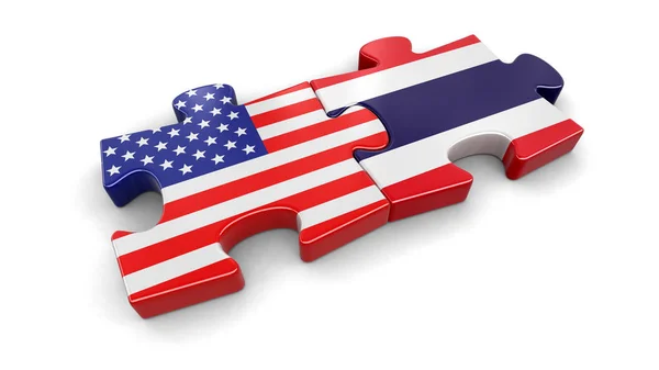 USA und Thailand Puzzle aus Flaggen. Bild mit Ausschnittspfad — Stockfoto