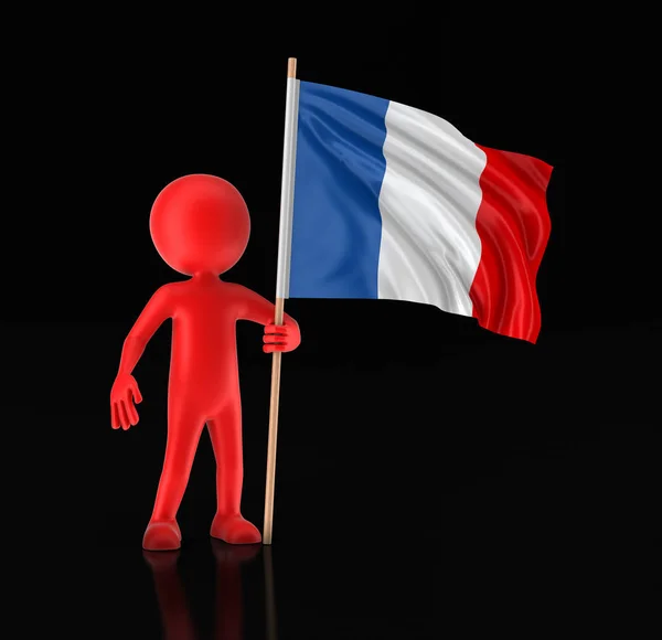 Man en Franse vlag. Afbeelding met uitknippad — Stockfoto