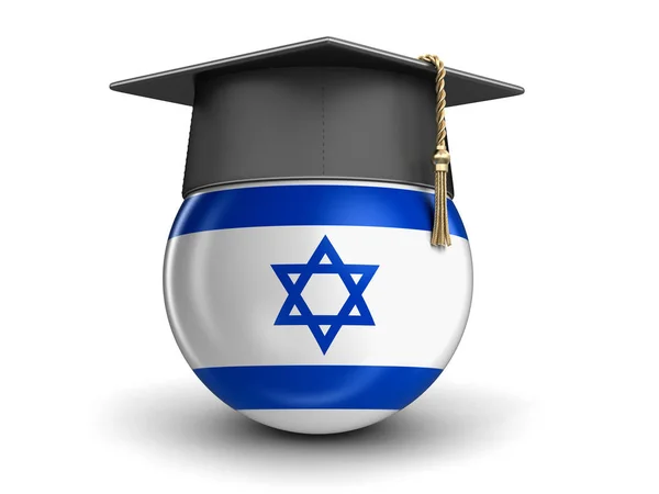Tapa de graduación y bandera israelí. Imagen con ruta de recorte —  Fotos de Stock
