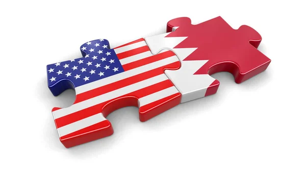 USA und Bahrain Puzzle aus Flaggen. Bild mit Ausschnittspfad — Stockfoto