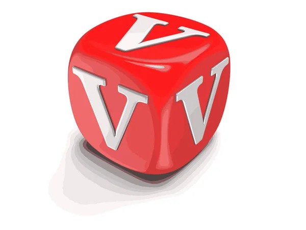 Кубики с буквой V. Изображение с контуром обрезки — стоковый вектор