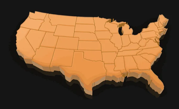 Mappa degli Stati Uniti. Immagine con percorso di ritaglio . — Vettoriale Stock