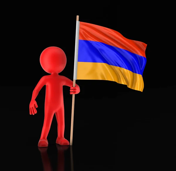 Hombre y bandera armenia. Imagen con ruta de recorte —  Fotos de Stock