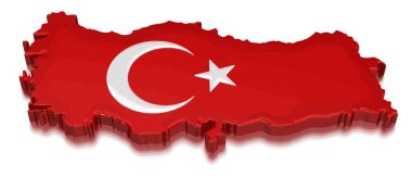 Türkiye haritası. 3D render resim. Görüntü kırpma yolu ile