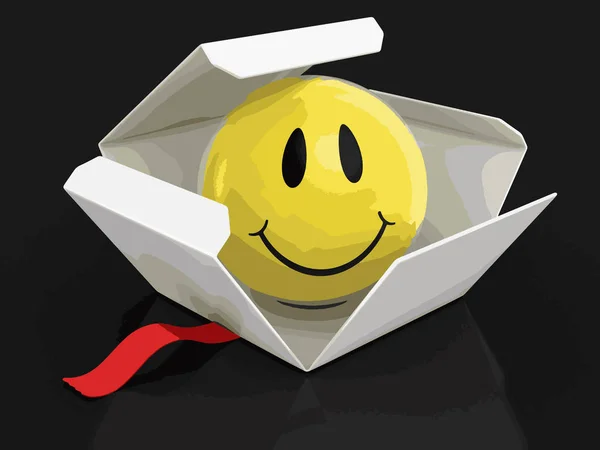 Öppna paket med smiley. Bild med urklippsbana — Stock vektor
