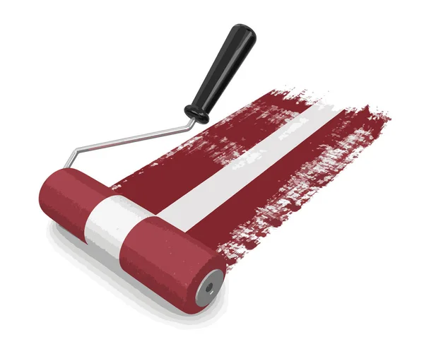 Rullo di vernice con bandiera lettone. Immagine con percorso di ritaglio — Vettoriale Stock
