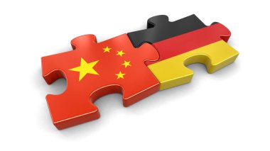 Çin ve Alman bayrakları bulmaca. Görüntü kırpma yolu ile