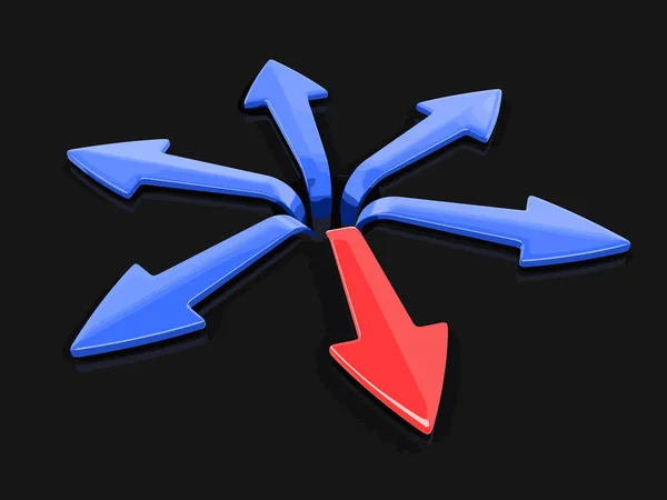 Image 3D de flèches dans différentes directions. Image avec chemin de coupure — Image vectorielle