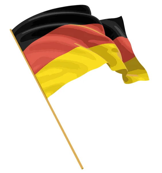 3D German flag with fabric surface texture. White background. — Stock Vector