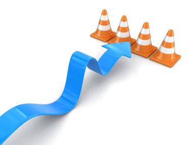 Ok ve trafik koniler. Görüntü kırpma yolu ile