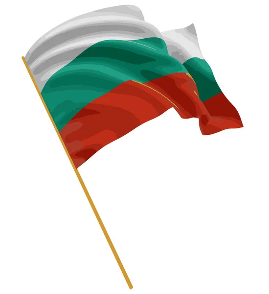 3d bulgarische Flagge mit Oberflächenstruktur aus Stoff. weißer Hintergrund. — Stockvektor