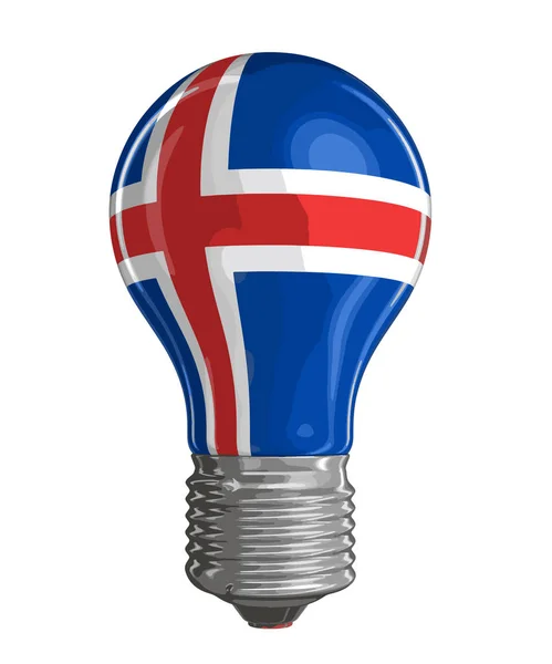 Żarówka z flaga Islandii. Obraz ze ścieżką przycinającą — Wektor stockowy