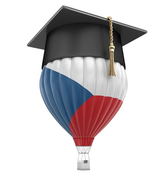 毕业帽和捷克国旗。图像的剪切路径 — 图库照片