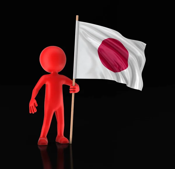 Manusia dan bendera Jepang. Gambar dengan tapak kliping — Stok Foto