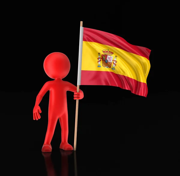 Man and Spanish flag. Image with clipping path