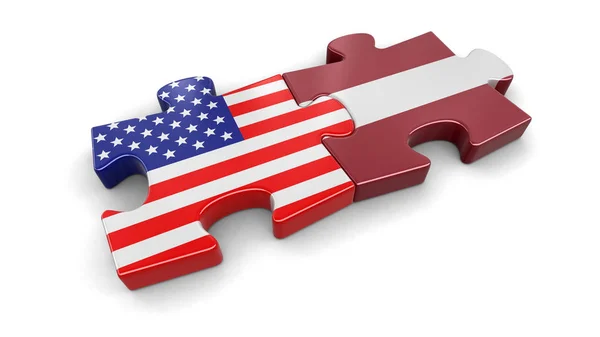 美国和拉脱维亚益智从标志。图像的剪切路径 — 图库照片