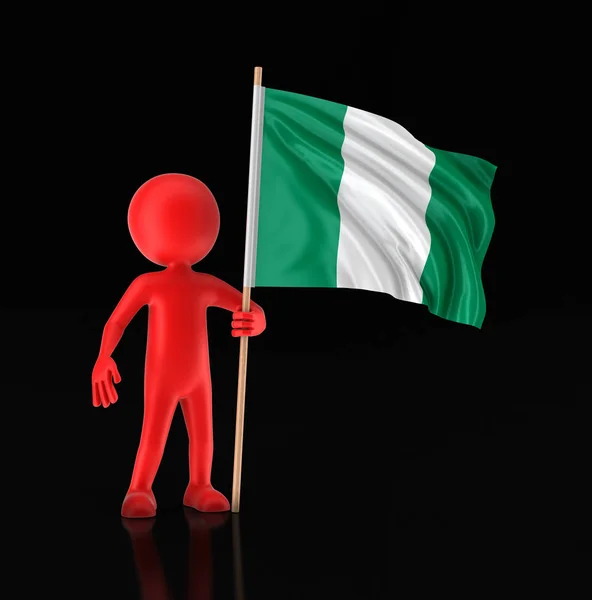 Adam ve Nijeryalı bayrak. Görüntü kırpma yolu ile — Stok fotoğraf
