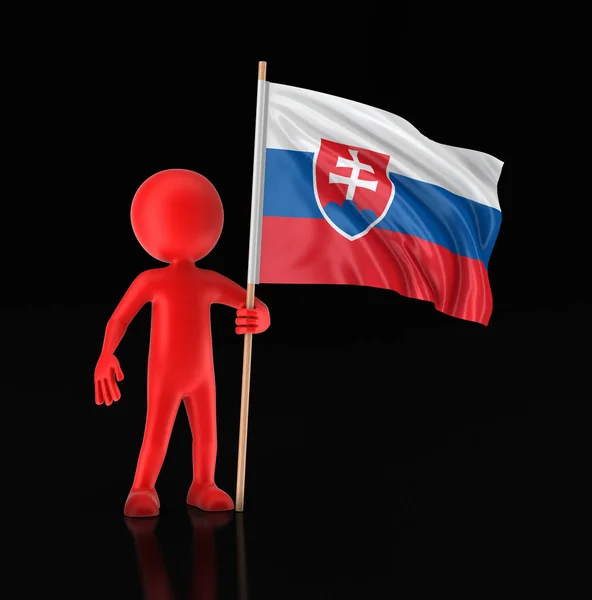 Homem e bandeira eslovaca. Imagem com caminho de recorte — Fotografia de Stock