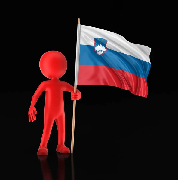 Man and Slovene flag. Image with clipping path — Stock Photo, Image