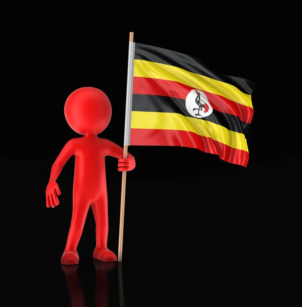 Adam ve Uganda bayrağı. Görüntü kırpma yolu ile — Stok fotoğraf