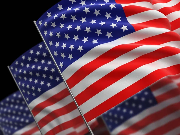 Highres 3D representación de banderas de EE.UU. con textura de la superficie de la tela . —  Fotos de Stock