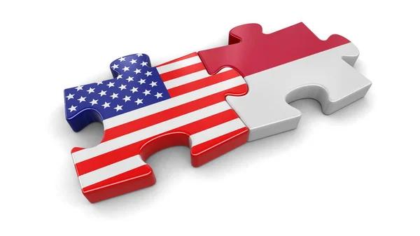 USA e Indonesia puzzle da bandiere. Immagine con percorso di ritaglio — Foto Stock