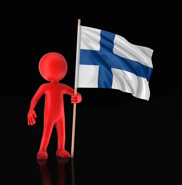 Man and Finnish flag. Image with clipping path — Stock Photo, Image